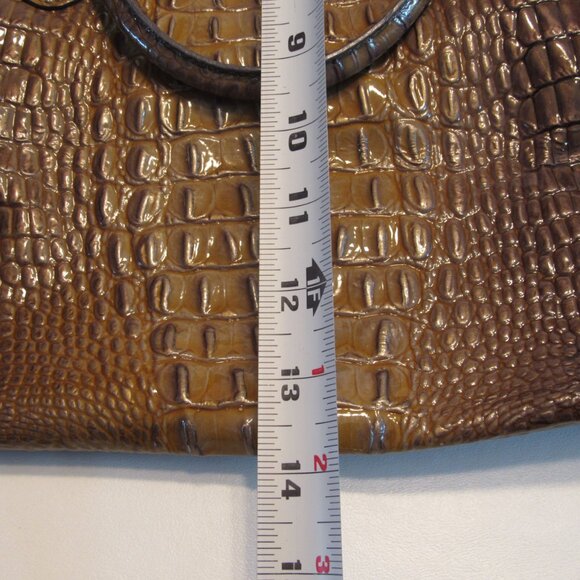 Jenrigo Large Embossed Green Leather Double Handle Satchel/Tote Handbag - Picture 13 of 14